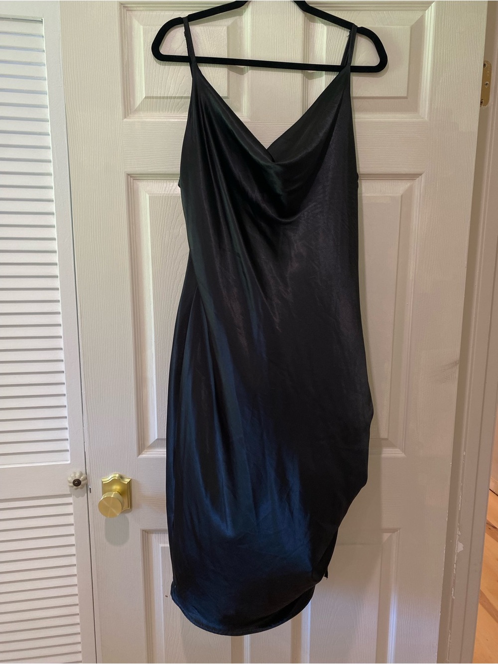 Nasty Gal NWOT plus size formal black satin cowl neck asymmetric dress size 18